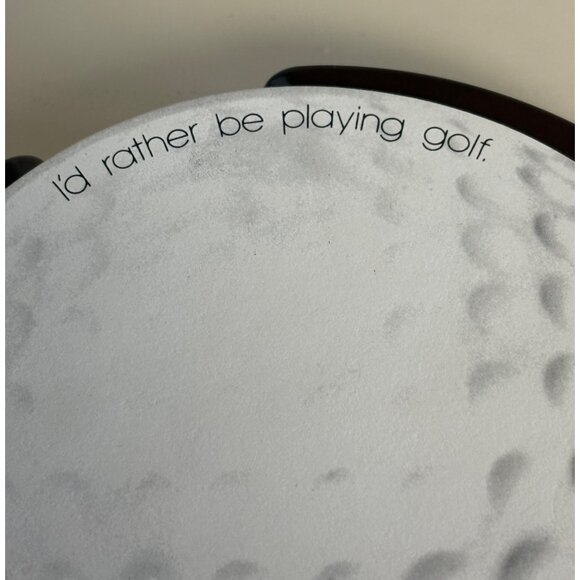Golf-Themed Notepad Dispenser With Brown Base "Id Rather Be Playing Golf" Design - Picture 3 of 8